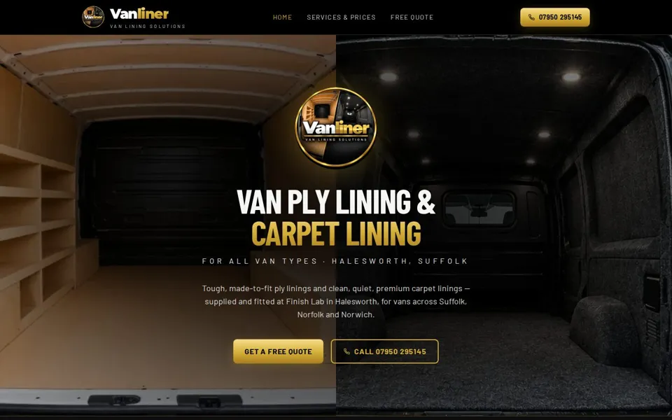 Vanliner website, designed by BeardyWeb